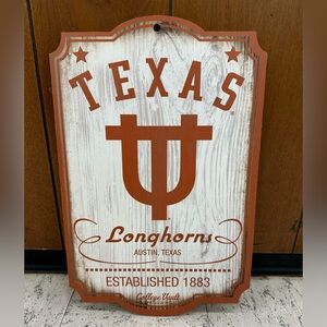Texas Longhorns Orange and White Wooden Plaque 11x17”